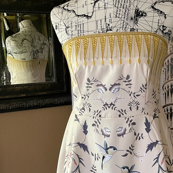 Żü Designer Botanics Runway Embroidered Top Midi Dress Strapless Gown - Picture 5 of 10